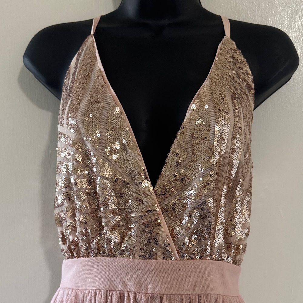 Sequin Mesh V-Neck Dress